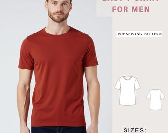 Men's Basic T-Shirt Sewing Pattern: Sizes XS-4XL (PDF Pattern)