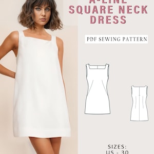 Summer Dress Sewing Pattern, A-Line Dress Pattern, Sleeveless Dress Pattern, Easy Dress Pattern, Elegant Dress Pattern, PDF Sewing Pattern