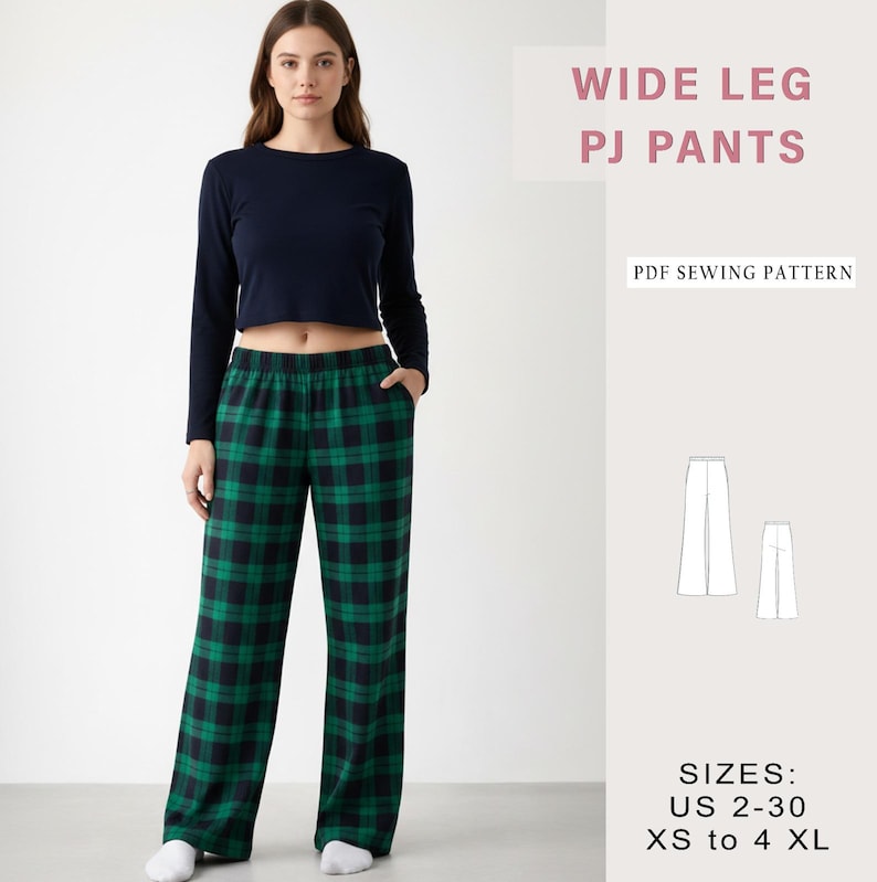 Pajama Pants Sewing Pattern, Women Pajama Pattern, Nightwear Pattern ...