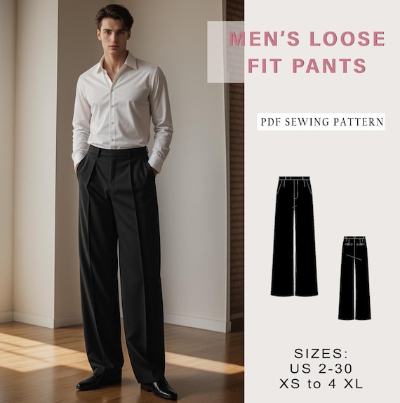 Men Loose Fit Pants Sewing Pattern, Pants Trousers PDF