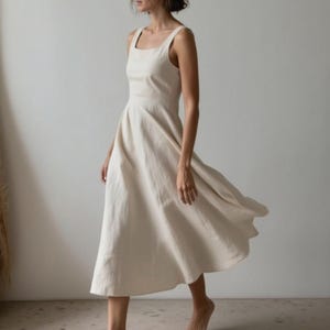 Naaipatroon linnen midi-jurk: cottagecore-stijl vierkante hals (XS-5XL) (digitale download)