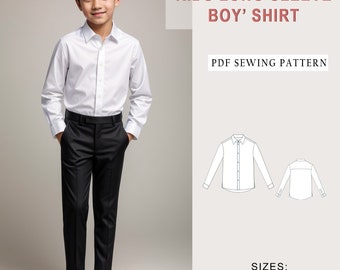 Boy's Long Sleeve Shirt Sewing Pattern: Beginner Kids Sizes 2Y-16Y (PDF Pattern)