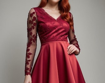 V-Neck Langarm Mini Kleid Schnittmuster: Grösse XS-4XL (PDF Pattern)