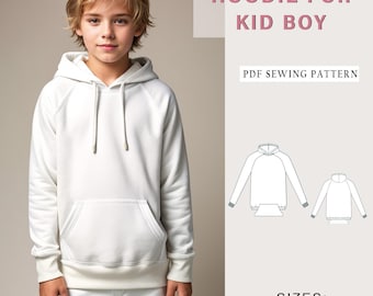 Kids' Hoodie Sewing Pattern: Unisex Sweatshirt, Sizes 2-16 (PDF Pattern)