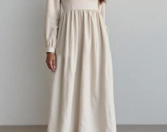 Patrón de costura para vestido largo de lino: cintura imperio fruncida (patrón en PDF)