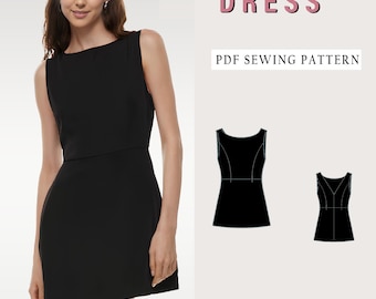 Boat Neck Bodice A-line Mini Dress Sewing Pattern, A-line Dress Pattern,  Sleeveless Dress Pattern, Easy Dress Pattern, Elegant Dress Pattern - Etsy