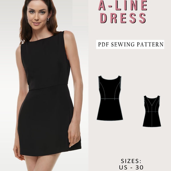 Summer Dress Sewing Pattern, A-Line Dress Pattern, Sleeveless Dress Pattern, Easy Dress Pattern, Elegant Dress Pattern, PDF Sewing Pattern