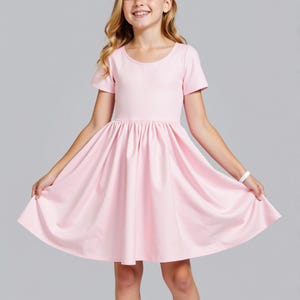 Patrón de costura para vestido de verano de manga corta fruncido, vestido de niña sin mangas con cuello acampanado, vestido para niña en PDF, tamaño A0, A4, carta de EE. UU., talla para niña de 2 a 16 años
