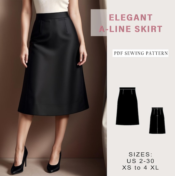 Easy Skirt Pattern | A-Line skirt pattern | Women Sewing Pattern | Sewing Patterns | Summer Skirt Sewing pattern | Midi Skirt Pattern