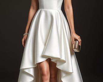 Off Shoulder High-Low Dress Sewing Pattern: Bridal Gown, Ball Gown (A4 A0) (Digital Download)