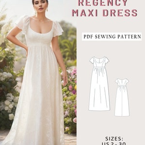 Bridgerton Gown,Fairy dress ,Regency,Elvish dress,Maxi Dress,Halloween costume,A0 A4 US Letter-US 2 to 30 Ball Gown-Empire Waist