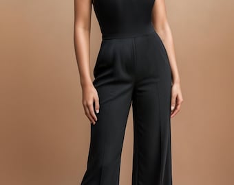 Halter Round Neck Jumpsuit Sewing Pattern, Palazzo Jumpsuit, Summer Jumpsuit, Halter Neck Dress, Simple Jumpsuit Pattern, XS-4XL