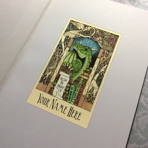 Made to order - 30 Personalized - Custom Dragon&#39;s Treasure Library bookplate Ex Libris Sticker Adhesive - 7 Dragon color choices
