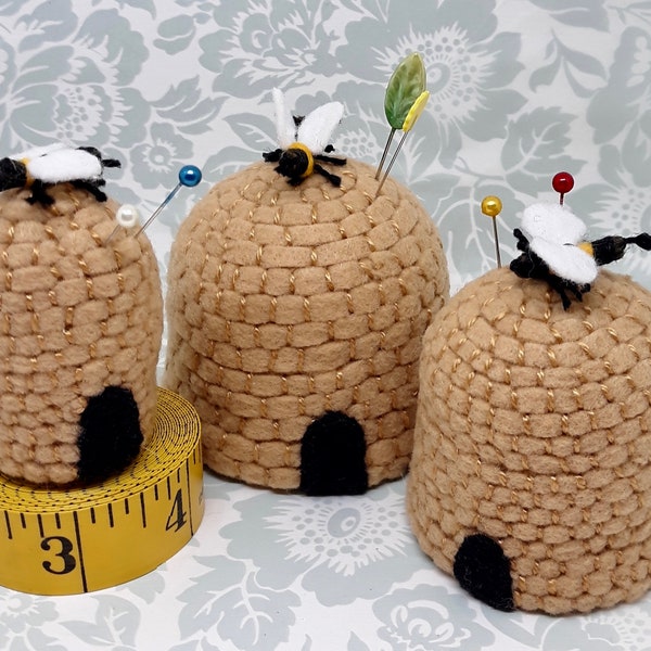 Made to order - Beehive Bottlecap Pincushion - choose S, M or L - free usa ship