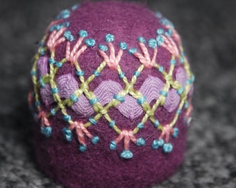 Made to order - Plum Lovely Medium Bottlecap Pincushion  free usa ship