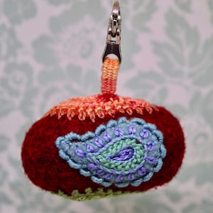 Custom made to order Boho Paisley Small Bottlecap pendant wearable chatelaine pincushion free us ship image 1