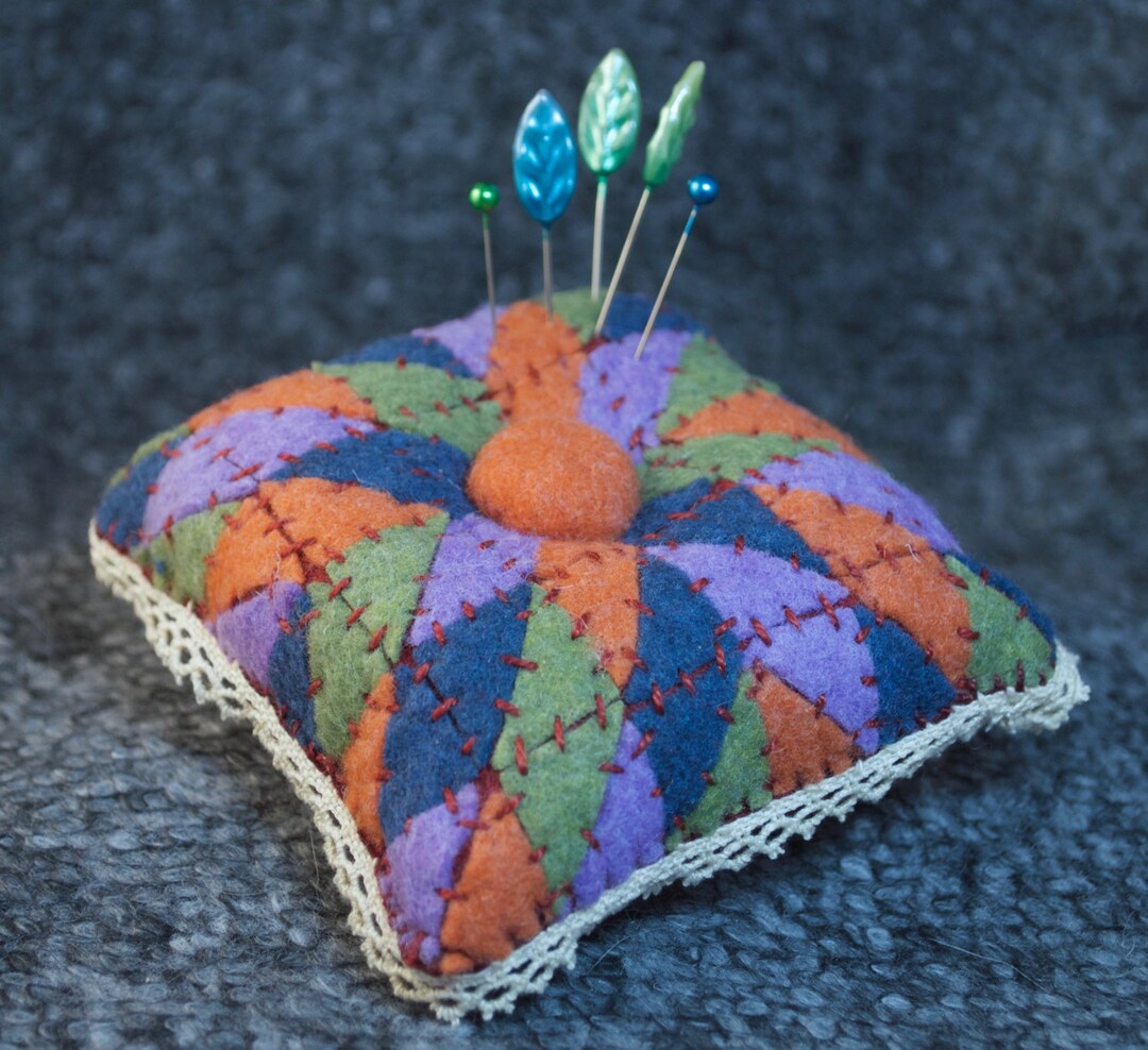 Made to Order Quilter's Square Pincushion With Lace Free Etsy