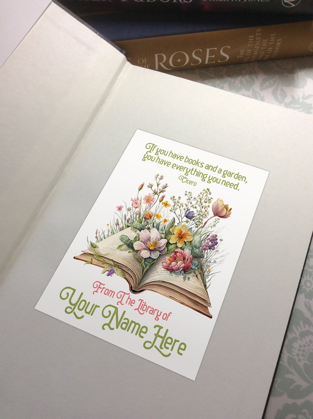 Custom Bookplates 30 Personalized Floral Bookplate Stickers: Custom Ex Libris Labels Made ...