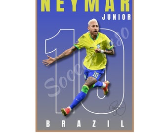 Neymar Brazil Poster, Neymar Junior Print, Neymar Junior Printable, Soccer Poster, Football Poster, Neymar Junior, Instant Download