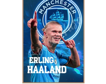 Affiche Erling Haaland, Erling Haaland imprimable, affiche pour chambre Uni-Dorm, affiche de football, affiche de football, téléchargement immédiat, cadeau pour les fans de football