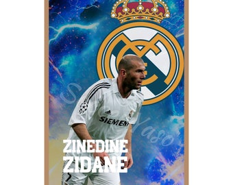 Zidane Printable Digital Poster, Zinedine Zidane Print, Football Poster, Soccer Poster, Instant Download, Zidane Fan Gift, Soccer Fan Gift