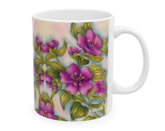 Hawaii Tropical Tranquility - Purple Princess Flower Floral Ceramic Mug - 11oz Mug