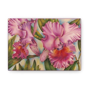 Hawaiian Orchid Bliss Canvas Art - Vivid Pink Colors Orchid, Kauai, Maui, Tropical Floral Painting, 7x5 Inch Home Decor - Canvas 7&quot; x 5&quot;
