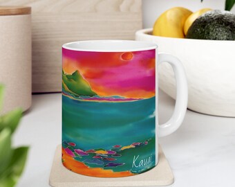 Kauai Sunset Coffee Mug – Bali Hai, Mount Makana Art, 11oz Ceramic