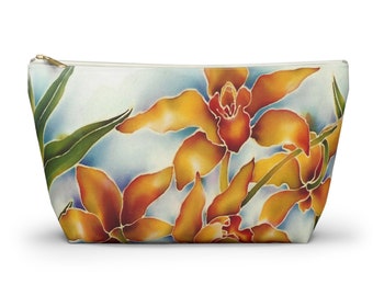 Orchid Floral Accessory Pouch – Hawaiian T-Bottom Zipper Bag