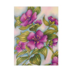 Hawaiian Princess Flower Canvas Art - Kauai - Maui - Lush Purple Florals Print, Exotic Home Decor, Stretched Matte Canvas 0.75 Inch
