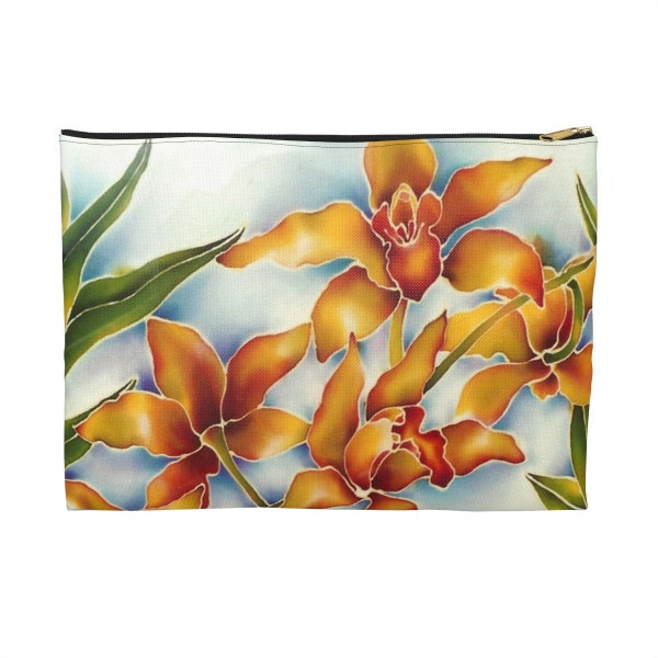 Hawaii Luxurious Orchid Print Accessory Pouch - Versatile Floral Clutch for Essentials - Unique Gift for Nature Lovers - Kauai - Maui