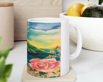 NaPali Coast Hawaii Mug – Floral Island Art Coffee Cup (11oz)