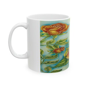 Tropical Orange Roses Ceramic Mug – Hawaiian Floral Art, 11oz image 5