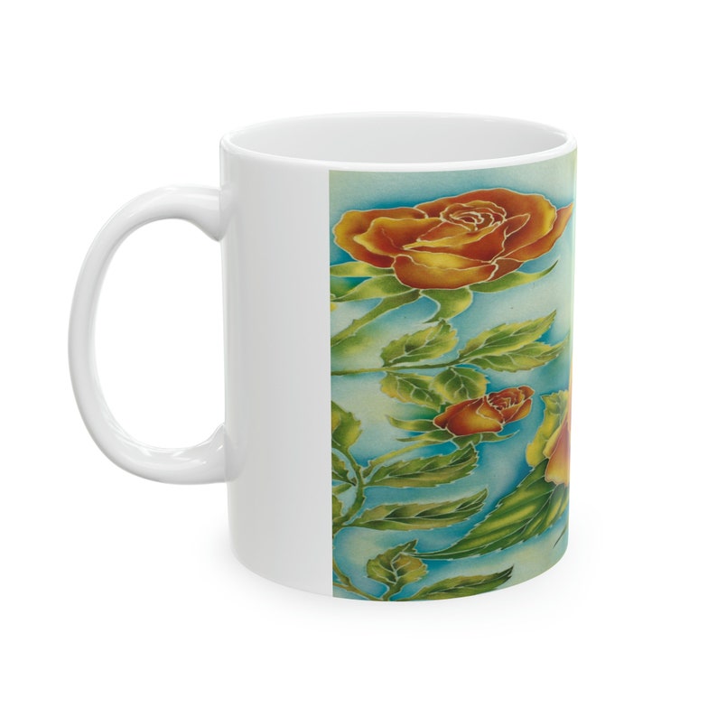 Tropical Orange Roses Ceramic Mug – Hawaiian Floral Art, 11oz image 5