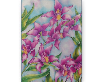 Impresión en lienzo de orquídea rosa: arte floral hawaiano, elegante decoración floral (13x18 cm)