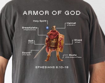 Armor of God Shirt for Men & Teen Boys | Gamer Tee | Ephesians 6 Bible Verse | Comfort Colors Faith T-Shirt | Christian Gift for Him