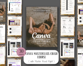 Corso intensivo MASTERCLASS di Canva / E-book pronto all'uso / Prodotto digitale con Master Resell Right