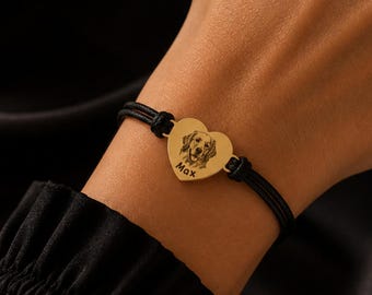 Huisdier gedenkteken aangepaste foto armband, gegraveerde hond & kat sieraden, huisdier verlies cadeau voor hond moeder en hond vader, gepersonaliseerde huisdier armband
