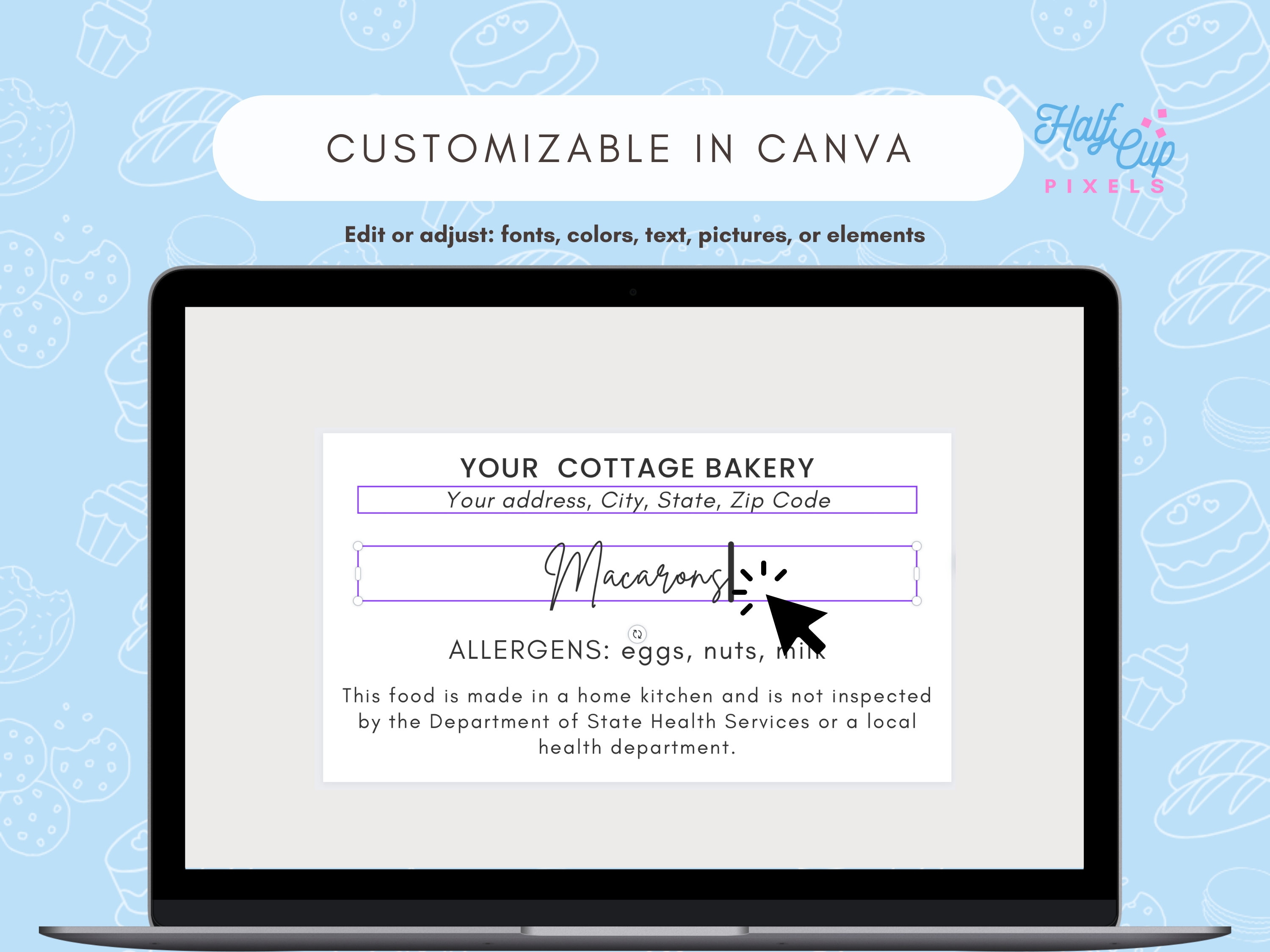 Canva Editable Simple Baked Goods Label for Cottage Bakeries, Home ...