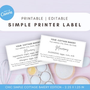 Canva Editable Simple Baked Goods Label for Cottage Bakeries, Home Bakery Business Packaging Template, DIY Cottage Law Sticker 2.25x1.25