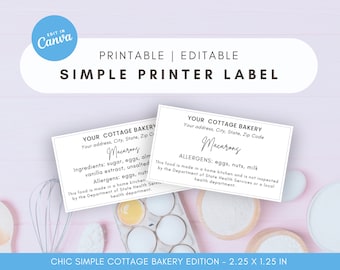 Canva Editable Simple Baked Goods Label for Cottage Bakeries, Home Bakery Business Packaging Template, DIY Cottage Law Sticker 2.25x1.25
