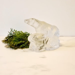 Vintage Swedish Glass Polar Bear Sculpture - Minimalist Home Decor