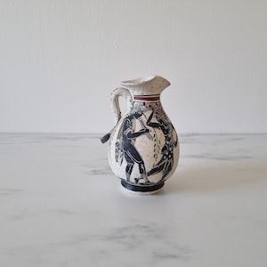 Greek Vase - Small jug from Greece, classic period décor, handmade decanter ceramics, artisanal home accent, history gift, Greece pottery