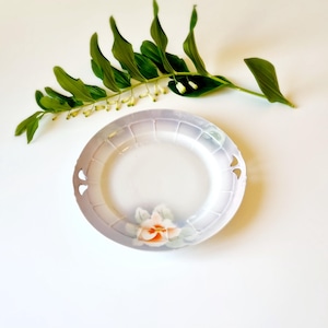 Vintage Victoria China Plate: 1960s Czechoslovakia Porcelain Flower Cake Tray