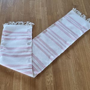 Vintage table runner - Large Swedish handwoven table cloth Scandinavian style Nordic textile table decor , Stripe interior decor woven wool