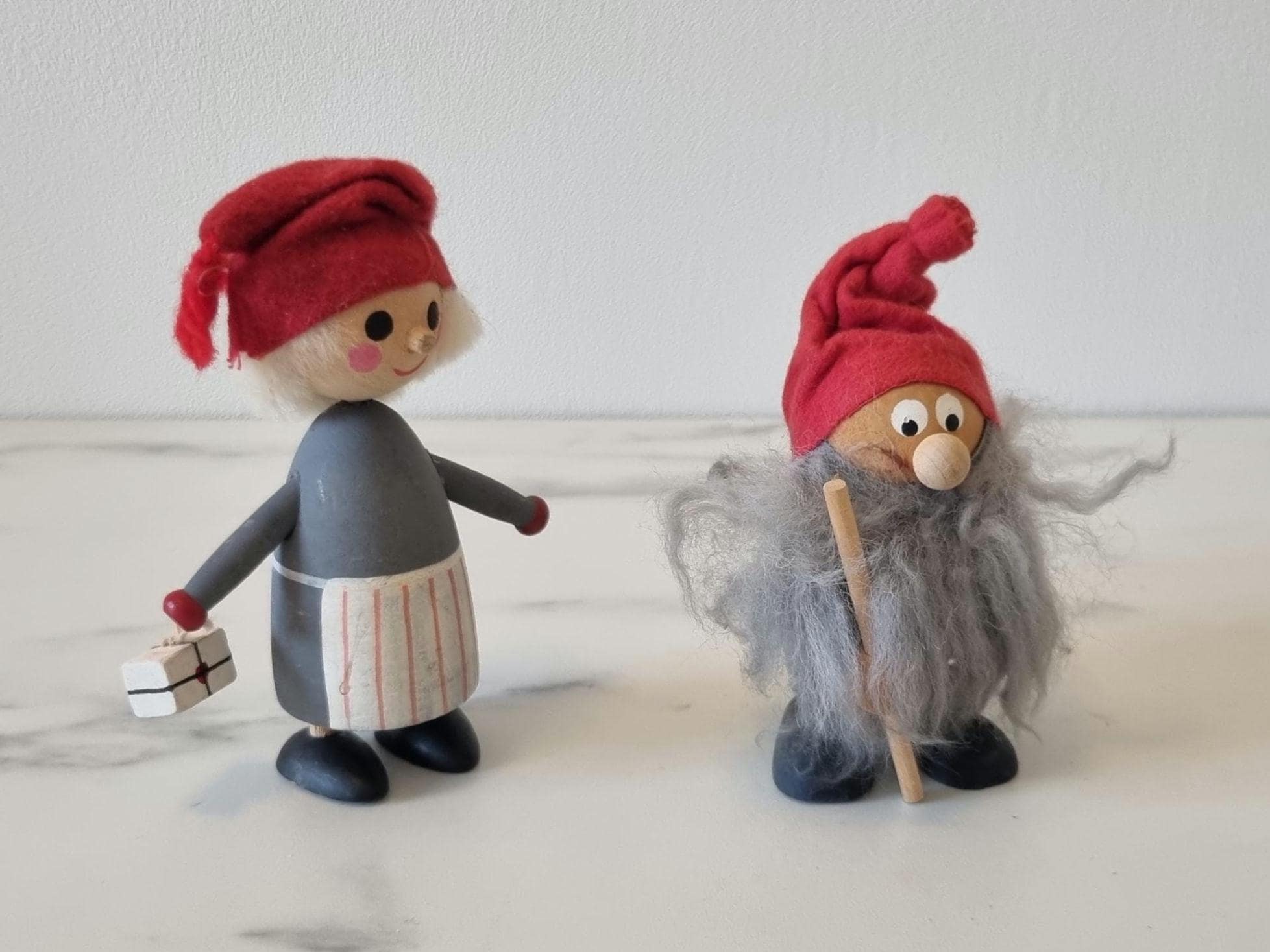 Vintage Swedish Christmas Trolls: Handmade Wood Folk Art Figurines