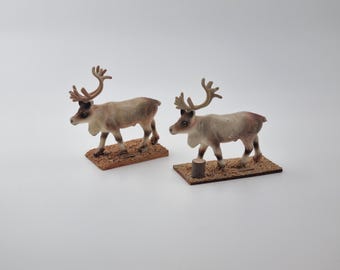 Rendiersculptuur handgemaakt Zweden, Sami-kunst in miniatuurrendieren uit Kiruna, ten noorden van Zweden, kunstobjectfiguur, Scandinavische volkskunst