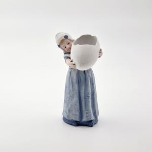 Antique Gebruder Heubach Figurine: Dutch Girl with Eggshell, German Collectible
