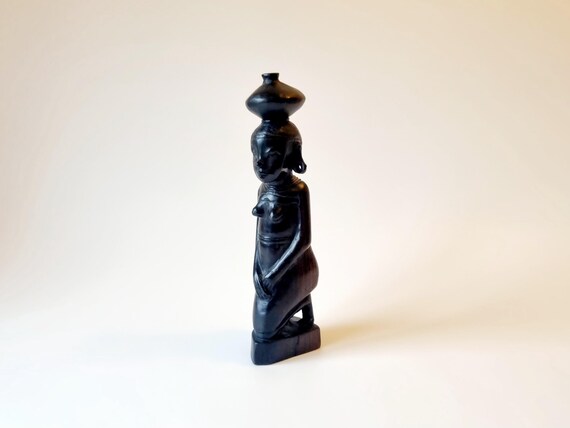 Tanganyika Ebony 1960s East African Wood Sculpture Woman, Hand