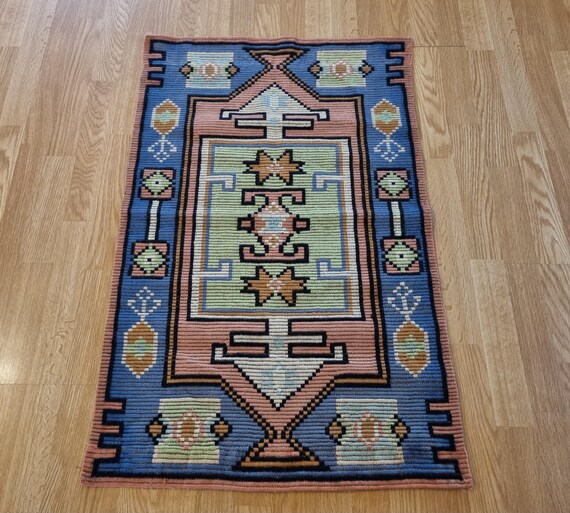 Vintage Swedish Rug in Art Deco Style, Handmade Scandinavian Floor